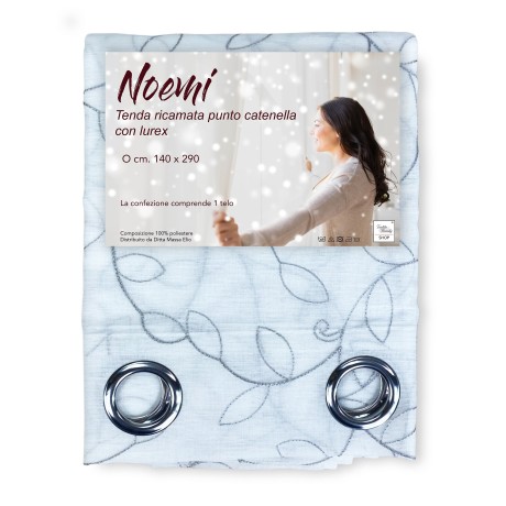 NOEMI RIDEAU BRODERIE MODERNE FEUILLE gris cm. 140x290