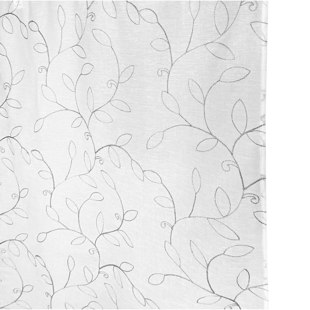 VORHANG NOEMI MODERN GREY LEAF Stickerei cm. 140x290 mm