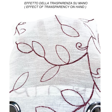 TENDA NOEMI ricamo MODERNO FOGLIA bordeaux cm. 140x290 2