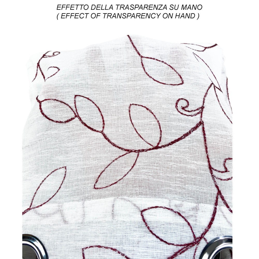 CURTAIN NOEMI MODERN BURGUNDY LEAF embroidery cm. 140x290 mm