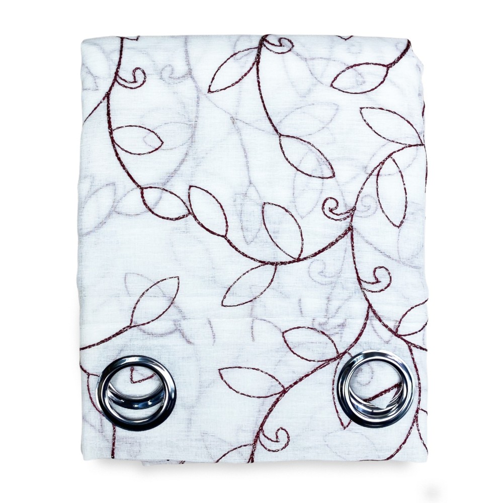 NOEMI RIDEAU BRODERIE MODERNE FEUILLE bordeaux cm. 140x290