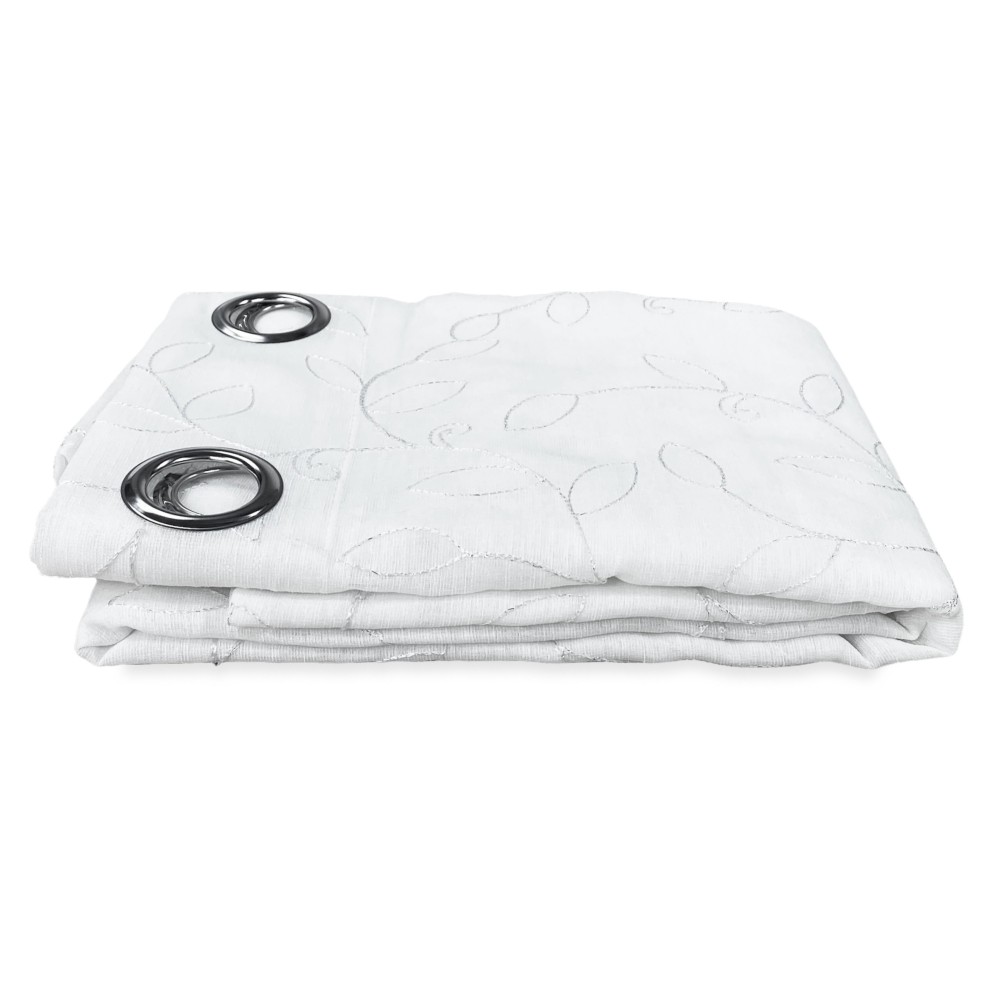 CURTAIN NOEMI MODERN LEAF embroidery white cm. 140x290 mm