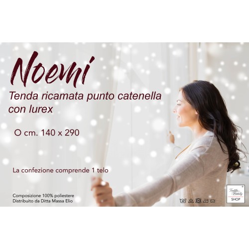 CURTAIN NOEMI MODERN LEAF embroidery white cm. 140x290 mm