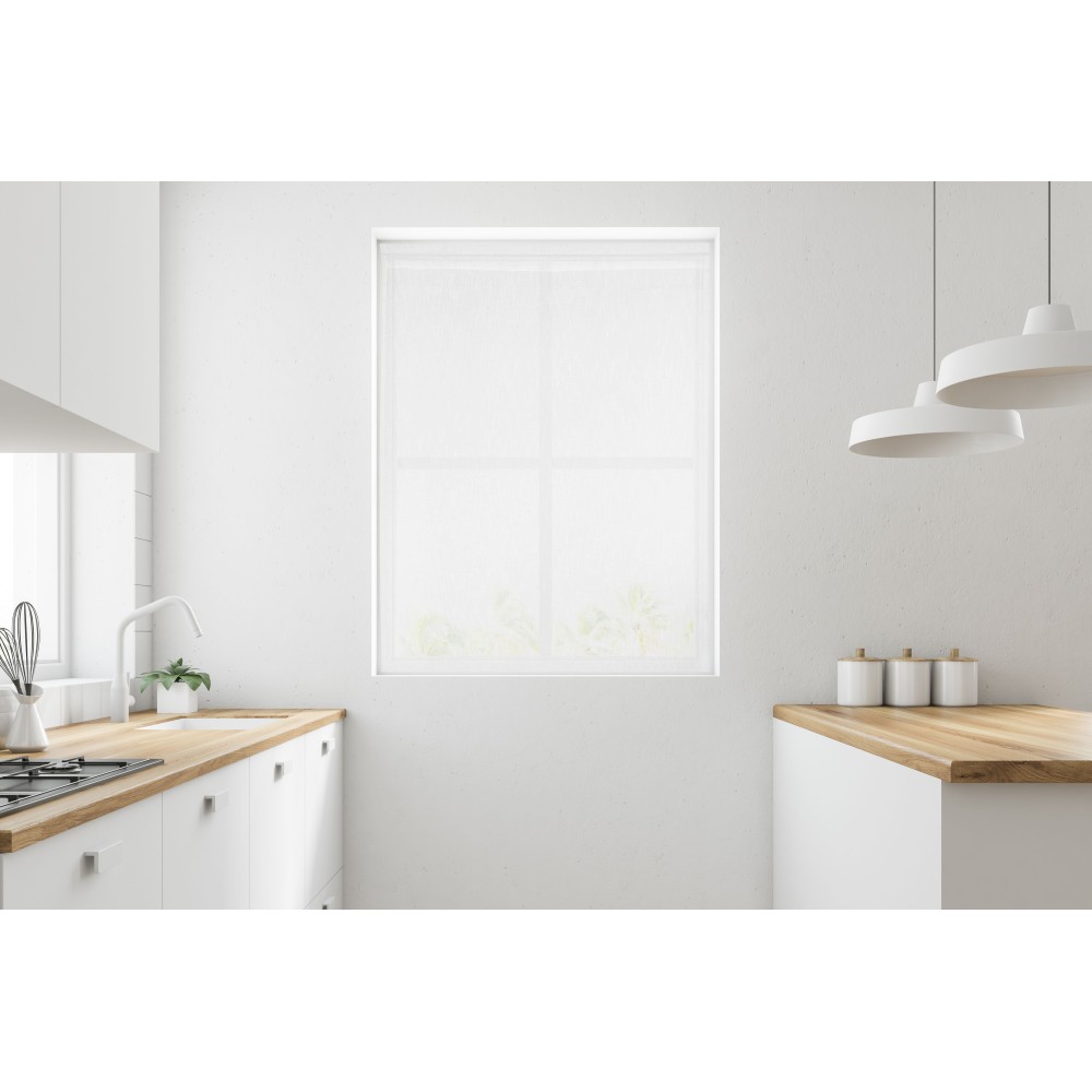 Paire de rideaux en verre blanc SIMPLY – Polyester bouclé semi-transparent