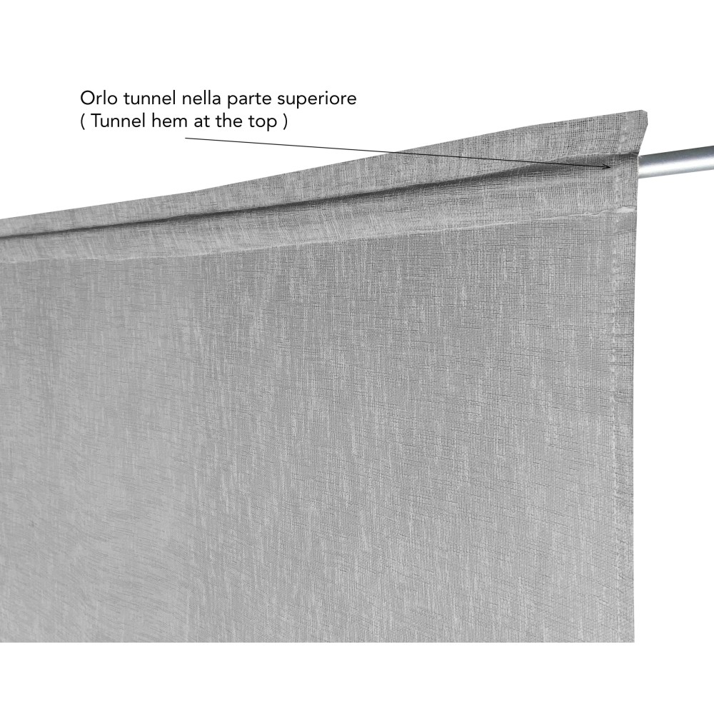 Pair of SIMPLY Grey Glass Curtains – Semi-transparent Bouclé Polyester