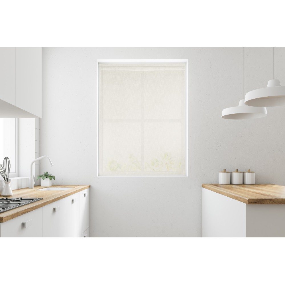 Coppia Tendine Vetro SIMPLY Beige – Poliestere Bouclè Semitrasparente