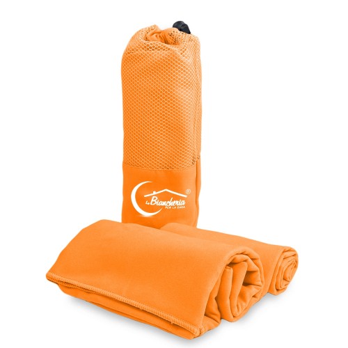 ORANGE MIKROFASER Handtuch SET 1+1 Gesicht und Gast