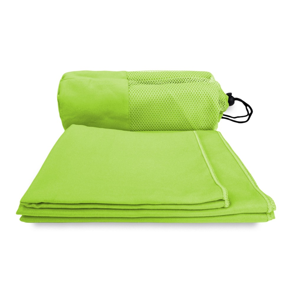 SET asciugamani MICROFIBRA  VERDE ACIDO 1+1 Viso e Ospite