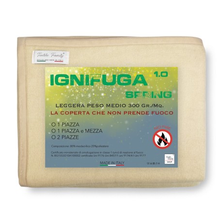 MANTA IGNÍFUGA SPRING ignífuga Peso medio 1,0 IGNÍFUGO CLASE 1 homologado MADE in ITALY Beige