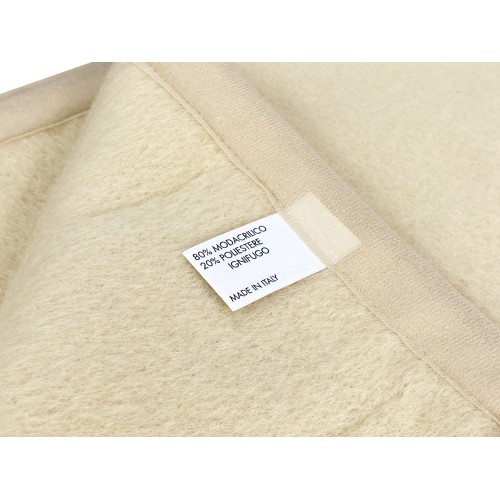 FIREPROOF BLANKET SPRING flame retardant Average weight 1.0 FIREPROOF CLASS 1 approved MADE in ITALY Beige