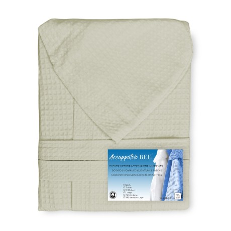 ACCAPPATOIO Nido Ape BEE© in Puro cotone con Cappuccio da Adulto BEIGE 2