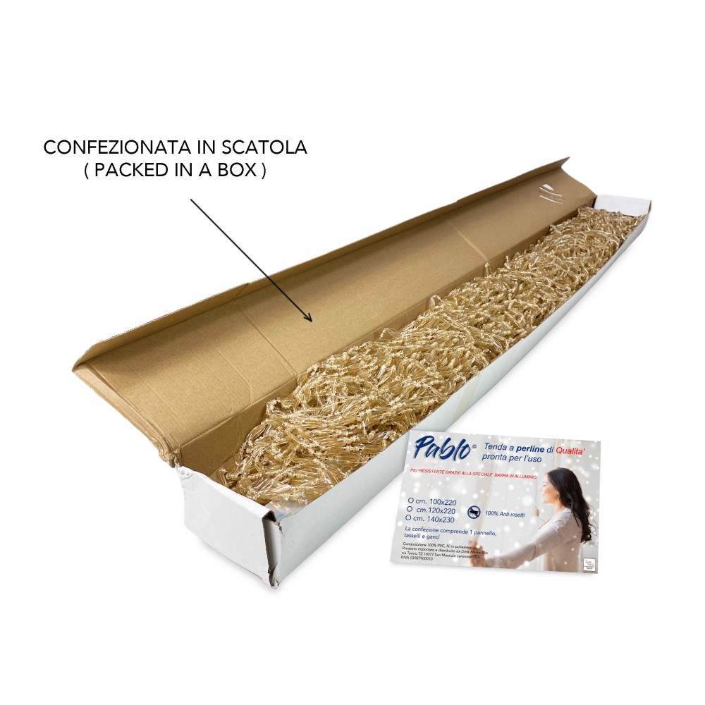 PABLO © CURTAIN mit BEIGEN Anti-Insekten-Perlen aus geräuscharmem PVC mit METALLSTANGE