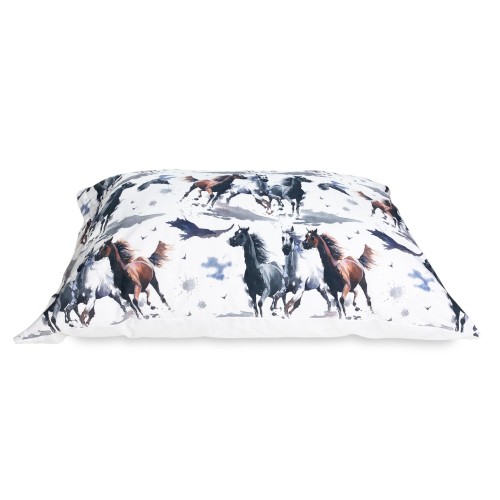 COPRIPIUMINO CAVALLO Cavalli in corsa in Puro cotone Made in Italy