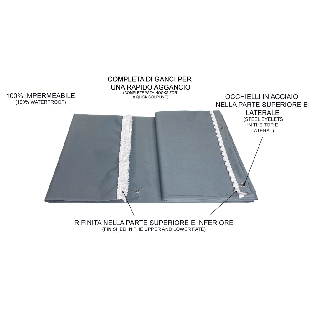 TOLDO EXTERIOR VERTIGO JARDÍN BALCÓN GRIS SÓLIDO IMPERMEABLE Y REPELENTE AL AGUA