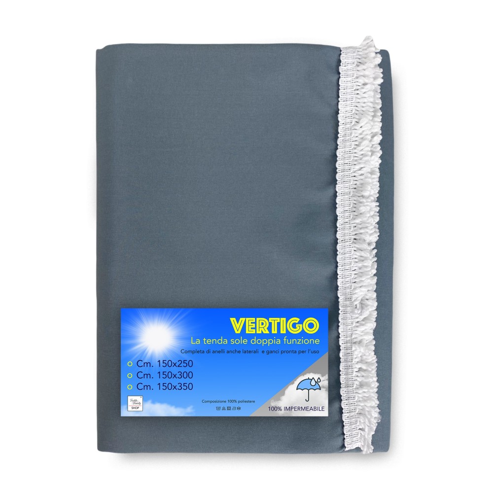 VERTIGO OUTDOOR AWNING GARDEN BALCONY GREY SOLID WATERPROOF AND WATER REPELLENT