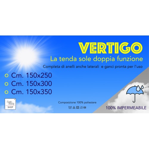 TENDA SOLE VERTIGO da esterno GIARDINO balcone GRIGIO UNITO impermeabile e idrorepellente
