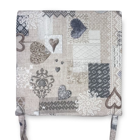 COPRISEDIA morbidone TESSUTO LONETA Tirolese SHABBY Beige CUSCINO SEDIA sfoderabile 2
