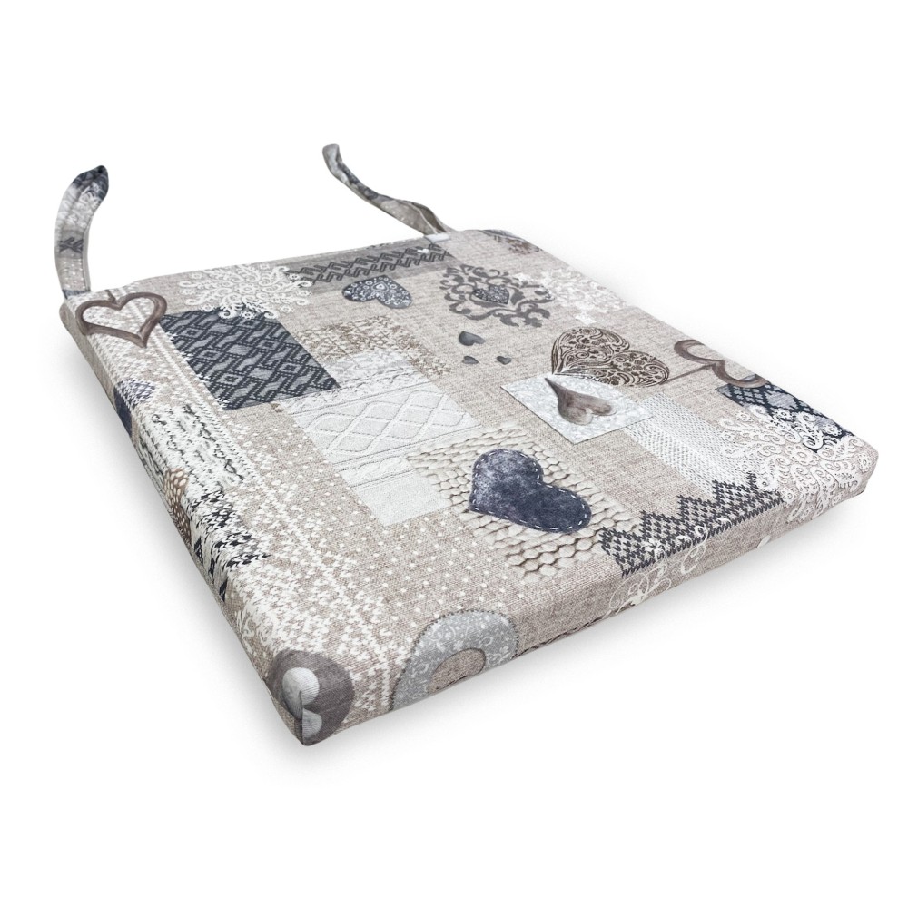 SOFT CHAIR COVER Tyrolean LONETA FABRIC SHABBY Beige CHAIR CUSHION with removable cover
