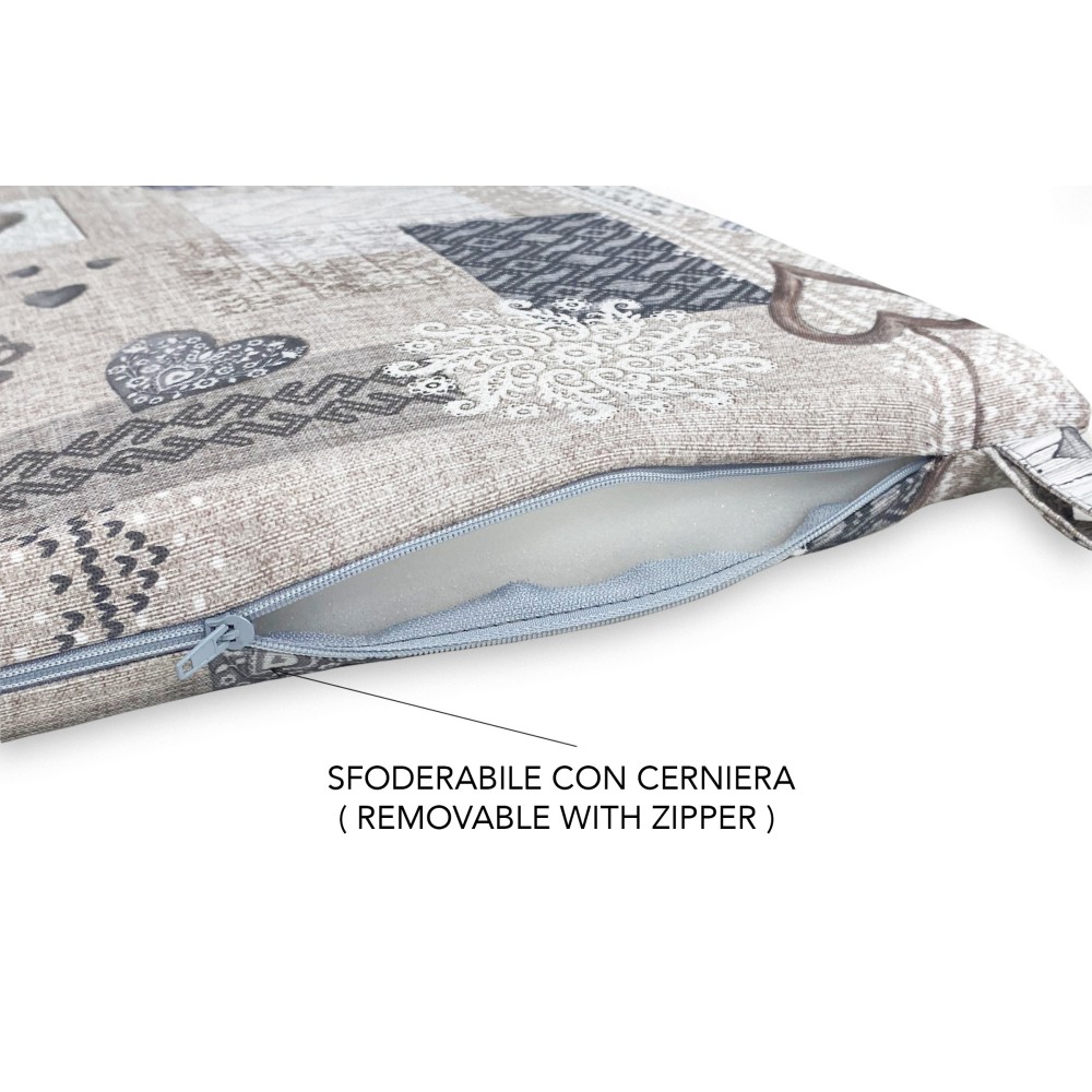 COPRISEDIA morbidone TESSUTO LONETA Tirolese SHABBY Beige CUSCINO SEDIA sfoderabile