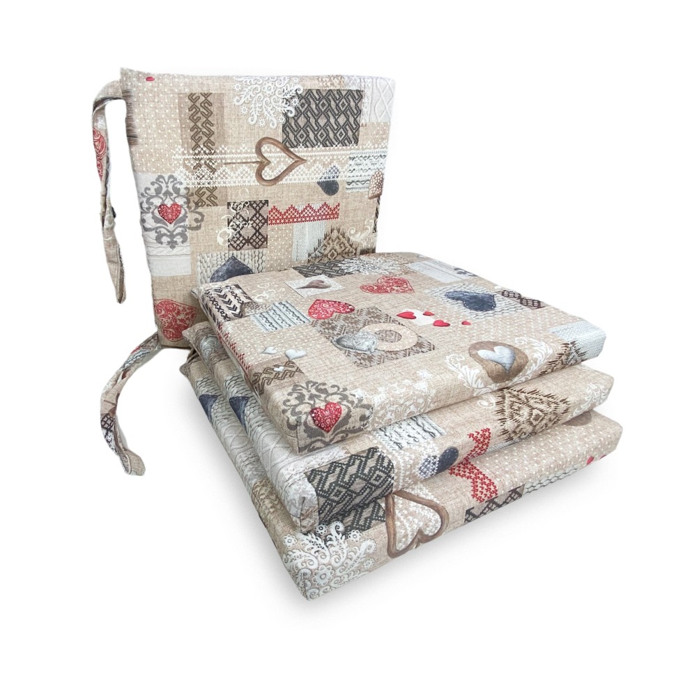 SOFT CHAIR COVER Tyrolean LONETA FABRIC SHABBY Red CHAIR CUSHION WITH REMOVABLE COVER
