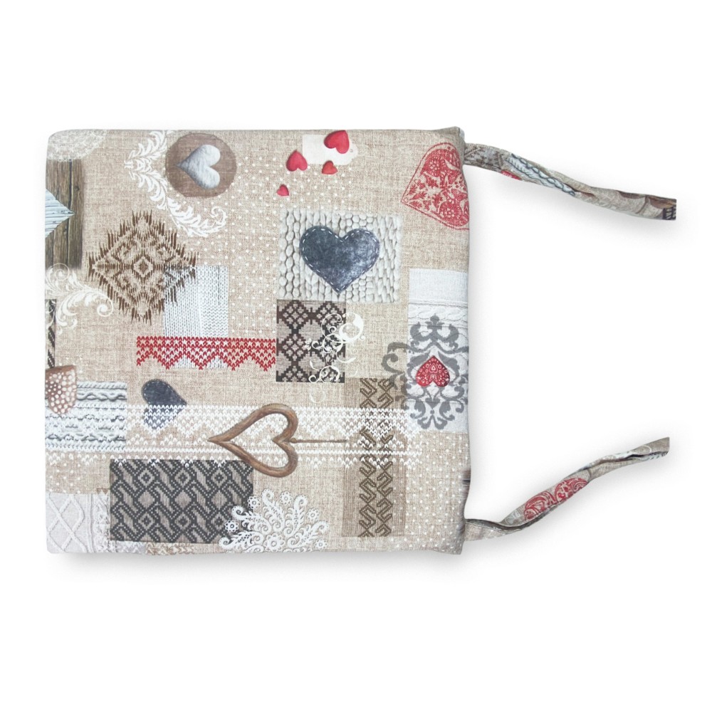 COPRISEDIA morbidone TESSUTO LONETA Tirolese SHABBY Rosso CUSCINO SEDIA sfoderabile
