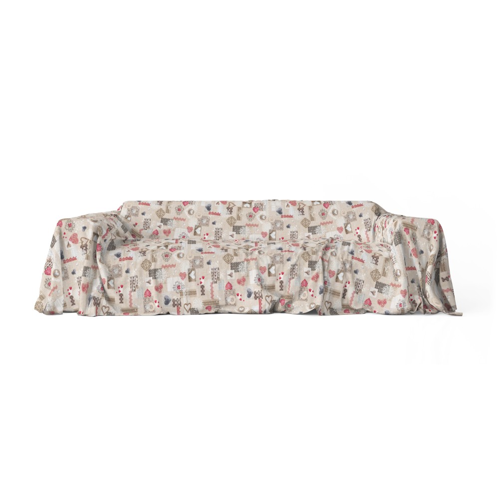 TELO ARREDO copritutto GRAN FOULARD COPRILETTO copridivano Tirolese SHABBY ROSSO