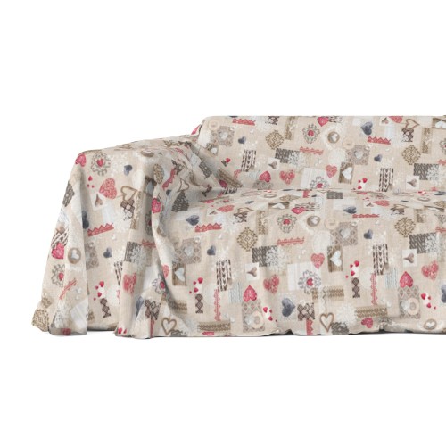 TELO ARREDO copritutto GRAN FOULARD COPRILETTO copridivano Tirolese SHABBY ROSSO
