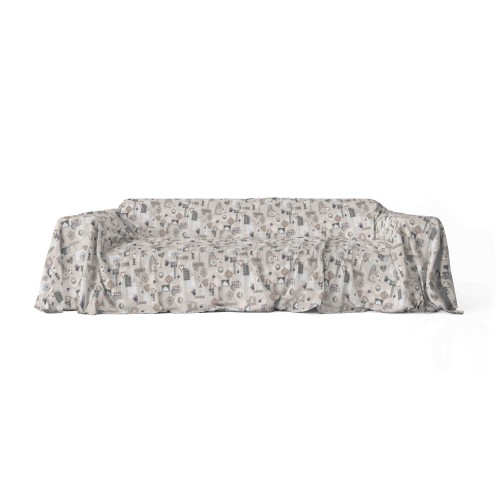 TELO ARREDO copritutto GRAN FOULARD COPRILETTO copridivano Tirolese SHABBY BEIGE
