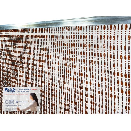 PABLO © CURTAIN mit BRAUNEN Insektenschutzperlen aus geräuscharmem PVC mit METALLSTAB