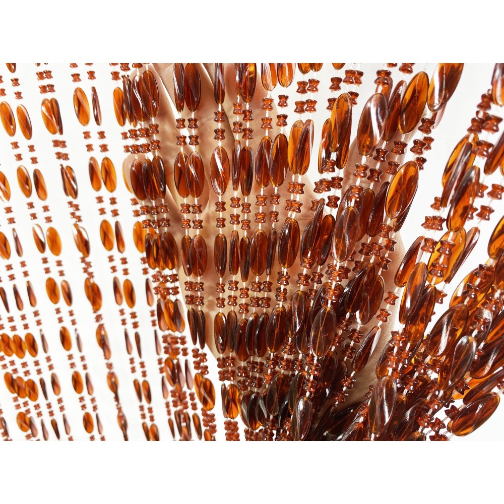 PABLO © CURTAIN with BROWN anti-insect beads in anti-noise PVC with METAL rod