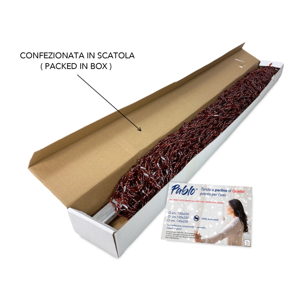 PABLO © TENT avec perles anti-insectes BROWN en pvc anti-bruit avec tige METAL