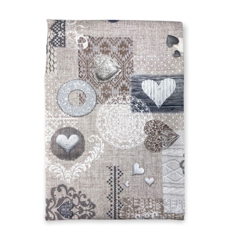 STAIN-RESISTANT TABLECLOTH RESINATED TORINO Tyrolean SHABBY Beige