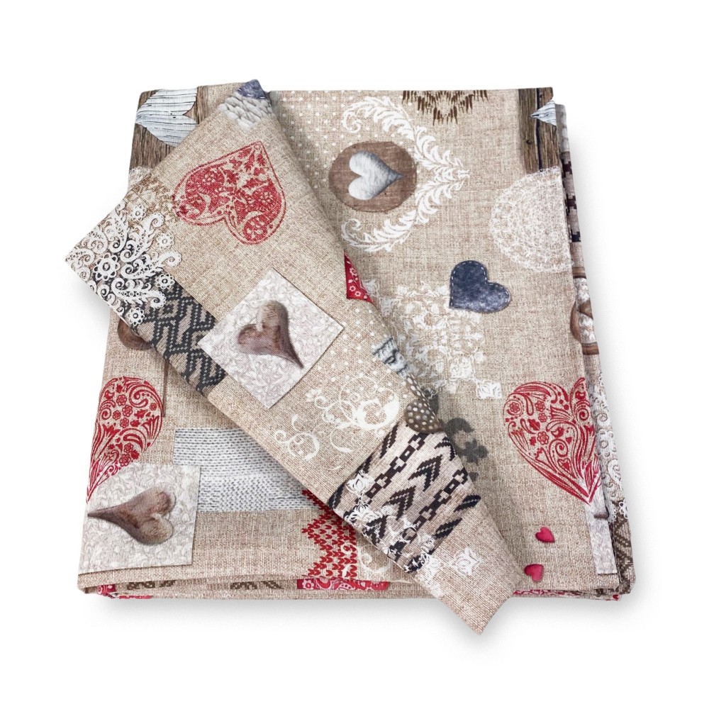 SCHMUTZABWEISENDE TISCHDECKE HARZIERT TORINO Tiroler SHABBY Rot