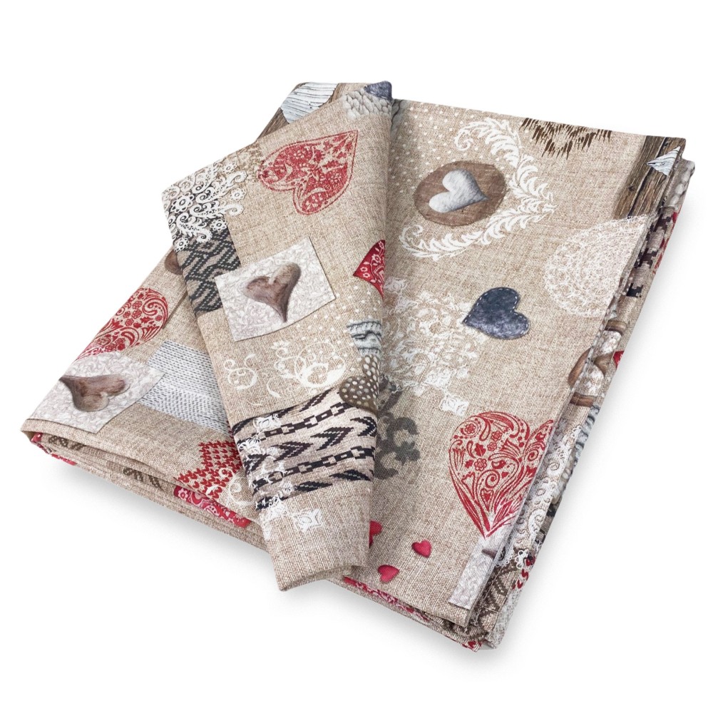 TOVAGLIA in COTONE disegno Tirolese SHABBY Rosso made in Italy