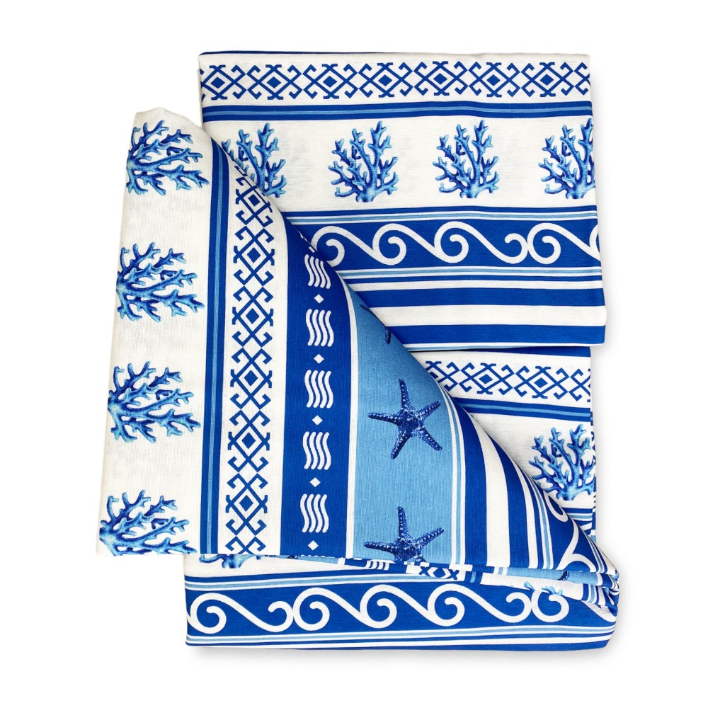 MANTEL ANTIMANCHAS RECUBIERTO DE RESINA MAR DE TURÍN GRECIA Mar azul mar