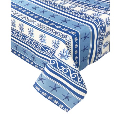Resin-coated tablecloth sea Greece Blue corals