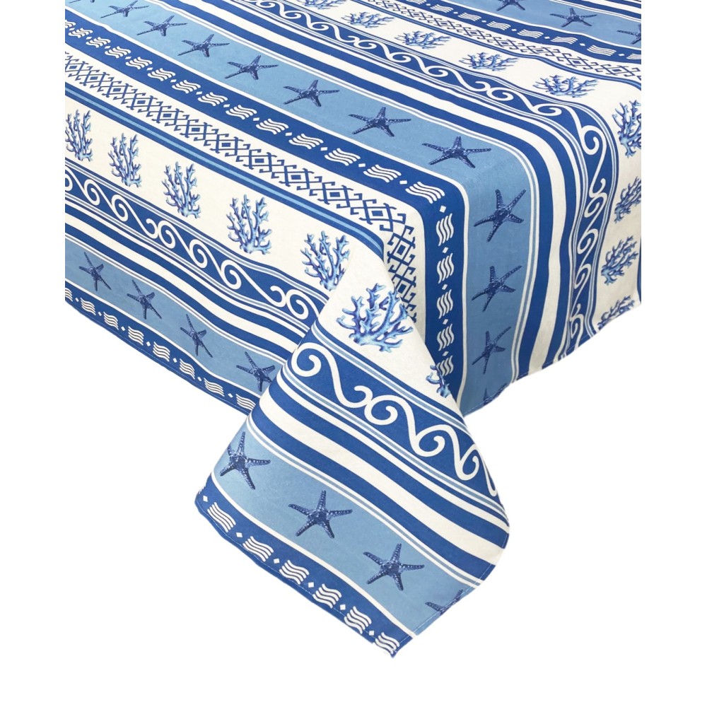 Resin-coated tablecloth sea Greece Blue corals