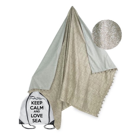 Toalla de playa de rizo Kikoy y algodón beige liso