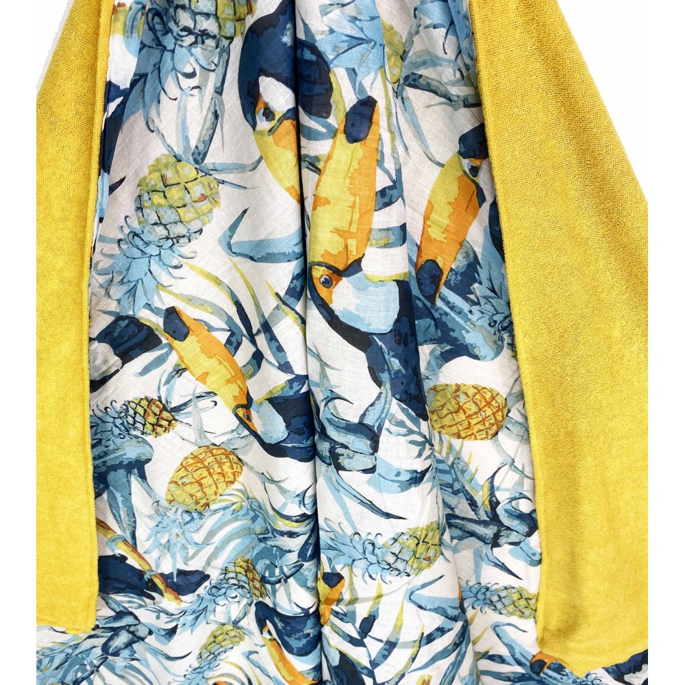 DOUBLE SERVIETTE DE PLAGE KIKOY Tucano Jaune en COTON et ÉPONGE avec SAC À DOS KEEP