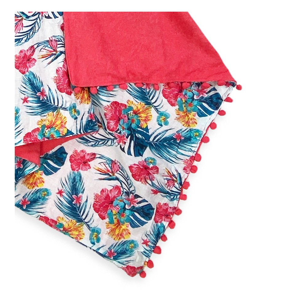 KIKOY Tropical Pink double beach towel in COTTON and TERRY TOWEL with KEEP BACKPACK