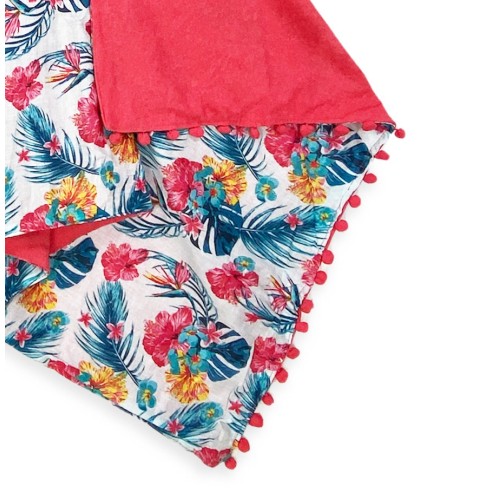 KIKOY Tropical Pink double beach towel in COTTON and TERRY TOWEL with KEEP BACKPACK