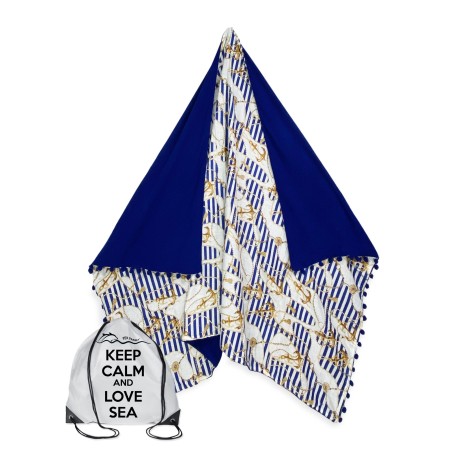 Elegant Kikoy towel with anchors on gold color
