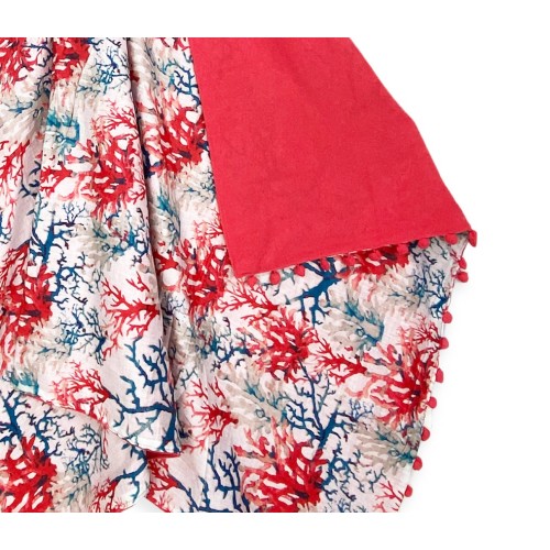 KIKOY Doppeltes Strandtuch in Blau und Rosa Koralle aus BAUMWOLLE und FROTTEE mit KEEP BACKPACK