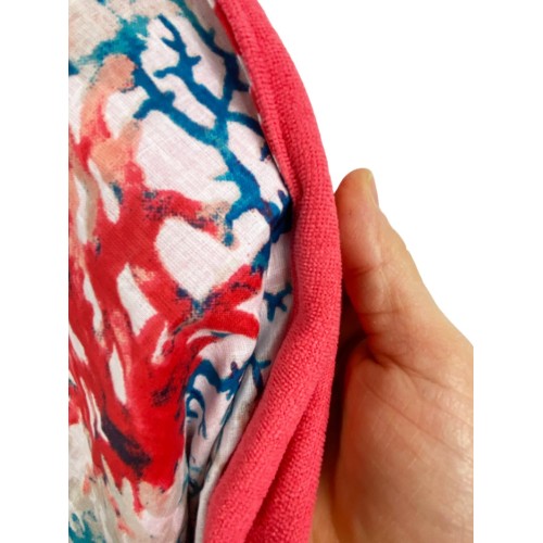 KIKOY Doppeltes Strandtuch in Blau und Rosa Koralle aus BAUMWOLLE und FROTTEE mit KEEP BACKPACK