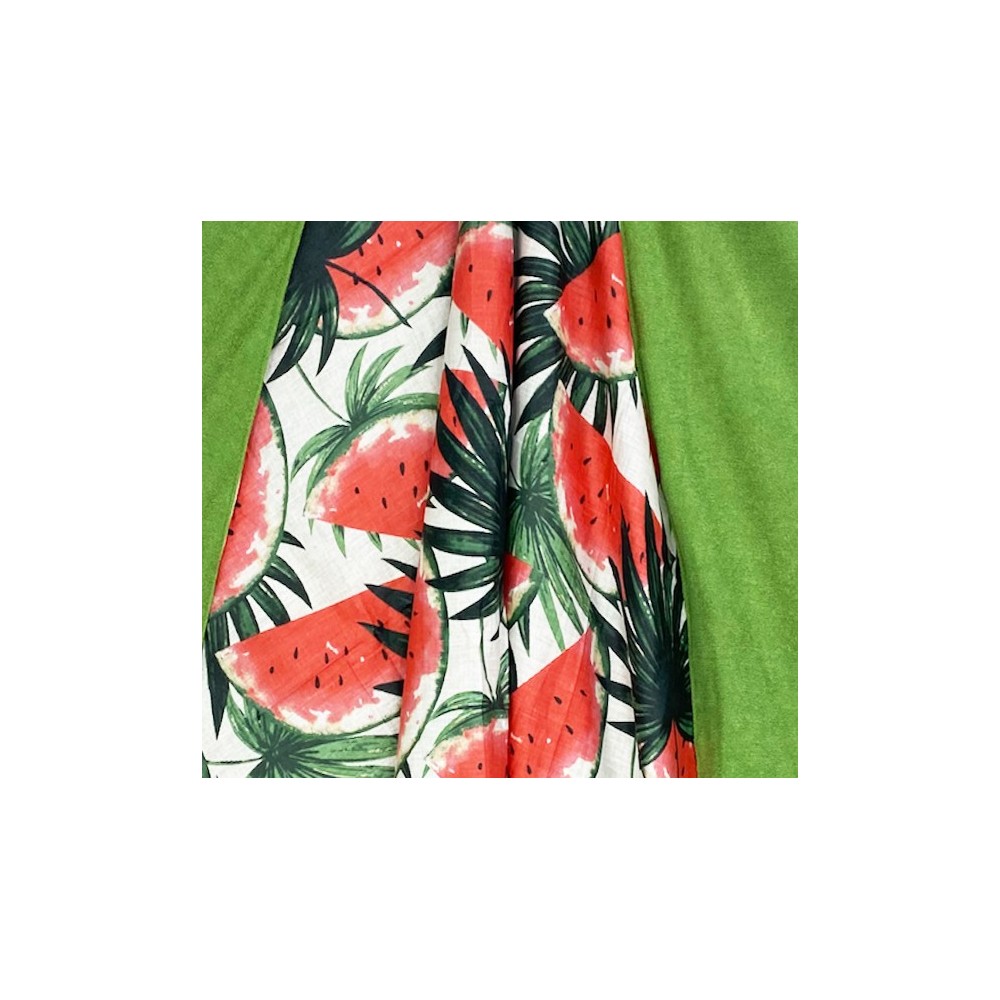 DOUBLE SERVIETTE DE PLAGE KIKOY Pastèque Verte en COTON et ÉPONGE avec KEEP BACKPACK
