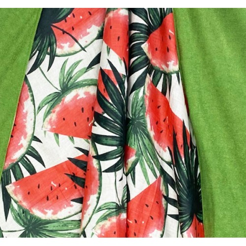 DOUBLE SERVIETTE DE PLAGE KIKOY Pastèque Verte en COTON et ÉPONGE avec KEEP BACKPACK