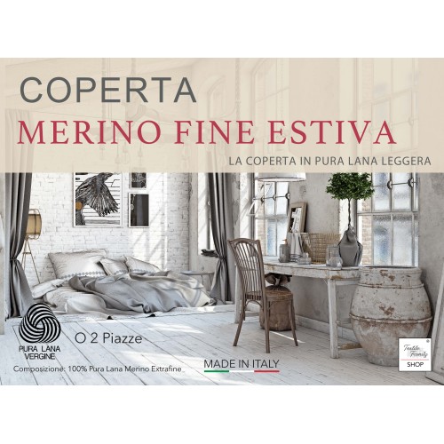 MANTA LIGERA PRIMAVERA VERANO EN LANA MERINO FINO VERANO DOBLE 2 CUADRADOS Natural