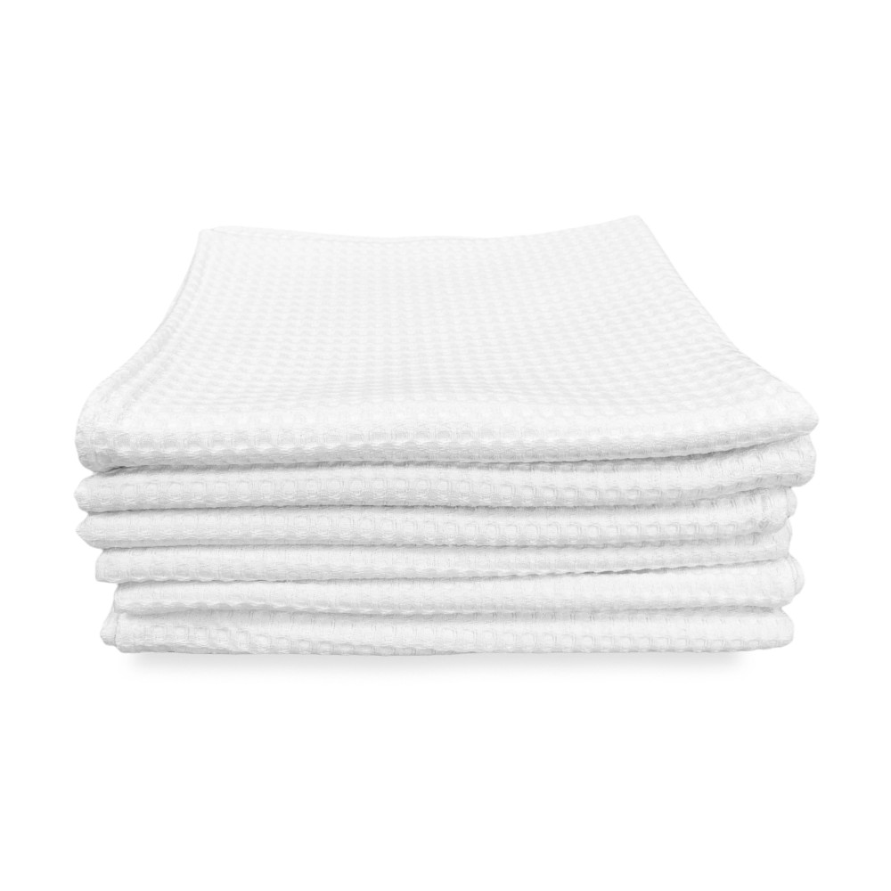 Lot de 6 serviettes de 60 x 100 cm en pur coton, en nid d’abeille.