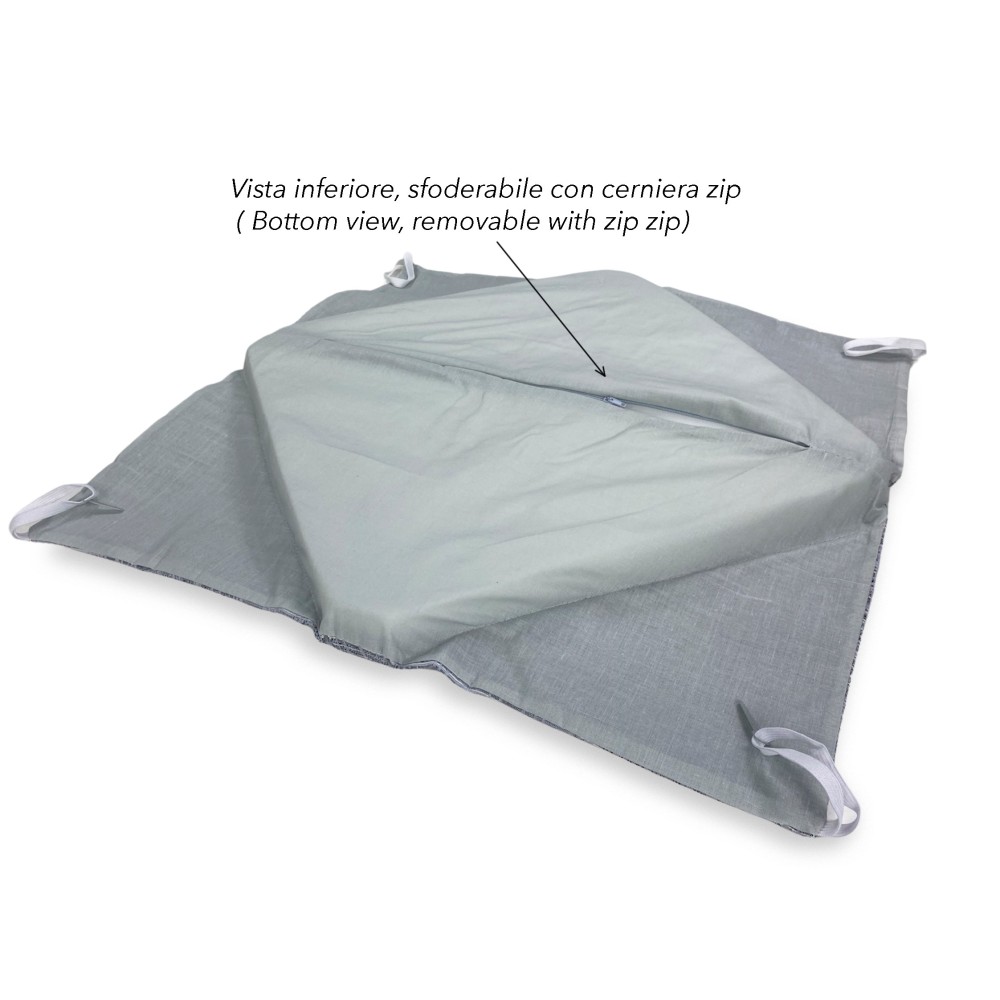 STUHLBEZUG MIT FLÜGELN einfarbig AUS STOFF Jacquard MODERN Grau