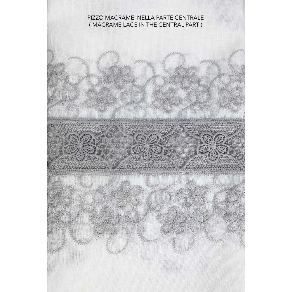 TENDA tendone PIZZO MACRAMÈ FIORE grigio CM.140X280 confezionata